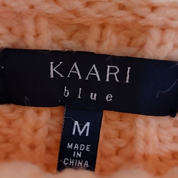 KAARI Blue  Women's Orange Cable Knit Mock Neck Sweater Sz Medium - Picture 8 of 9